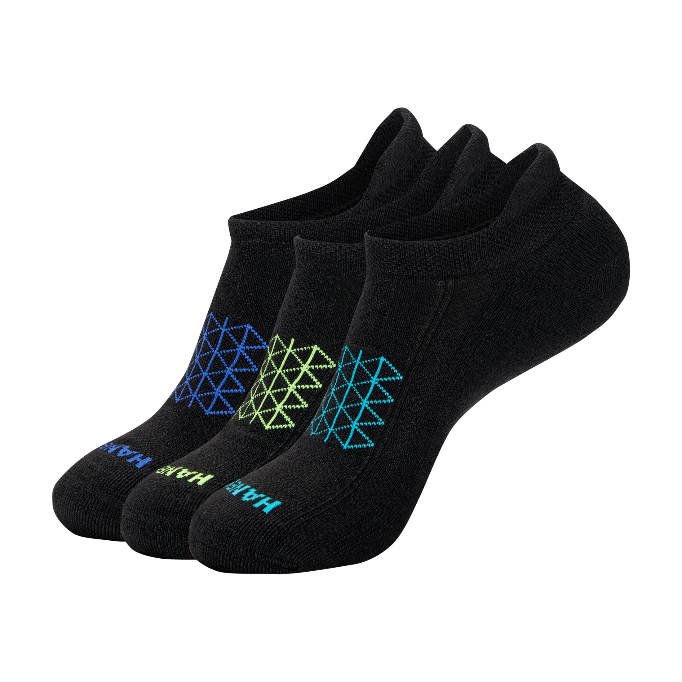Hanes Mens No-Show Socks Value Pack, 3-Pack, Absolute Run No-Show Socks with Heel-Shield Tab, Moisture-Wicking