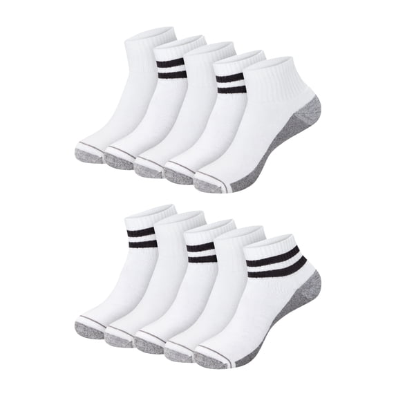 Hanes Mens Ankle Socks Pack, 10-Pack, Max Cushion Moisture-Wicking Sock