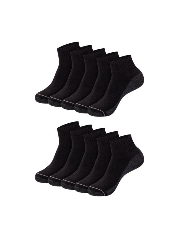 Mens Ankle Socks Pack, 10-Pack, Max Cushion Moisture-Wicking Sock