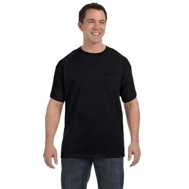 Hanes Mens Authentic Pocket Short-Sleeve T-Shirt (Pack of 6) 6 Black