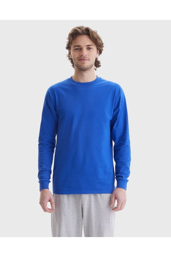 Beefy Men's Long Sleeve T-Shirt, Cotton Deep Royal 2XL
