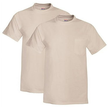 Hanes Mens Beefy-T Pocket T-Shirt (Pack of 2) 2 Sand