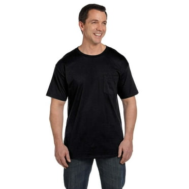 Hanes Mens Beefy-T Pocket T-Shirt (Pack of 6) 6 Black
