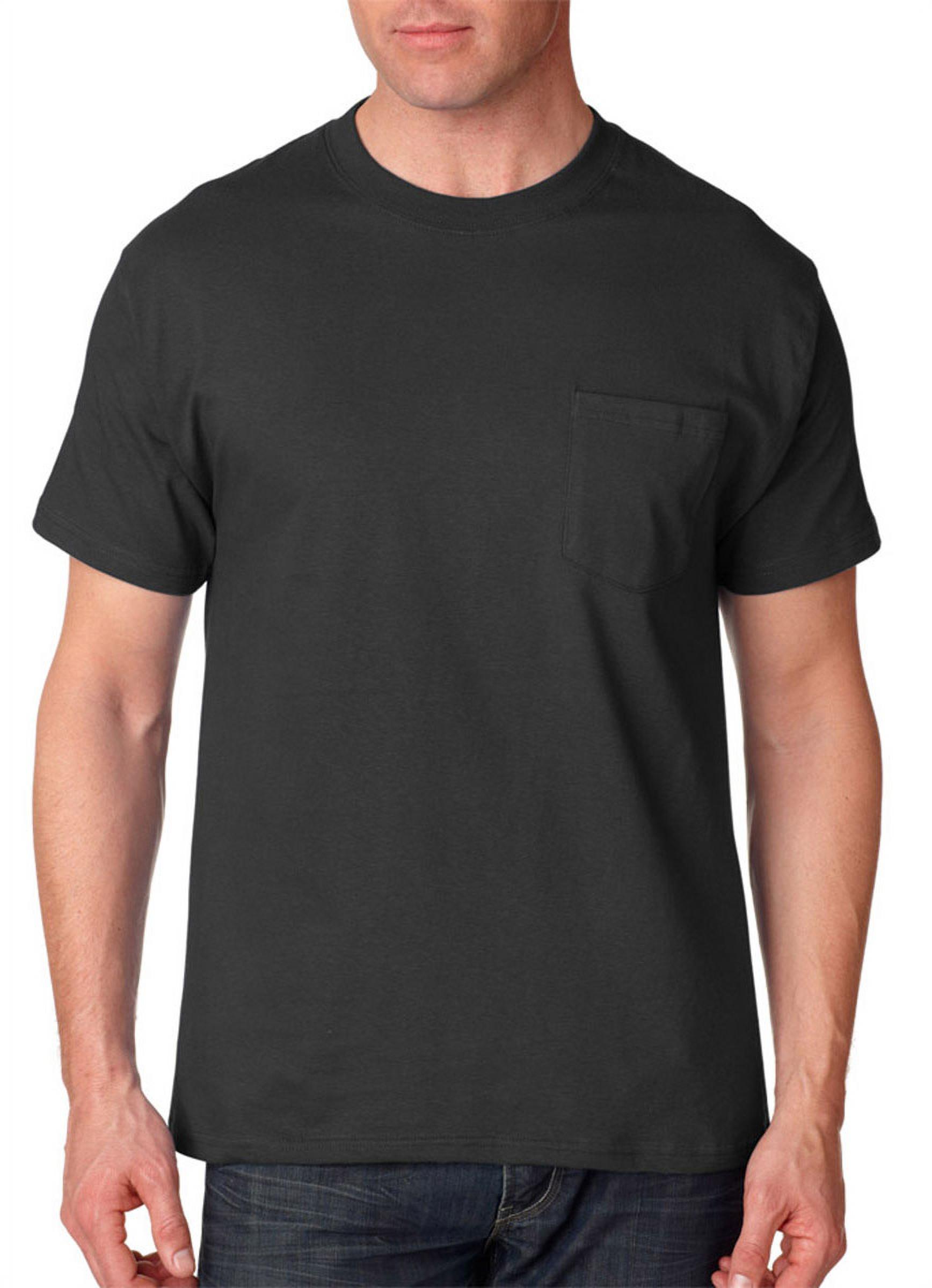 Hanes Beefy-T Pocket T-Shirt For Men - 100% Ringspun Cotton, Tag-Free, Black, Small - Classic Heavyweight Tee