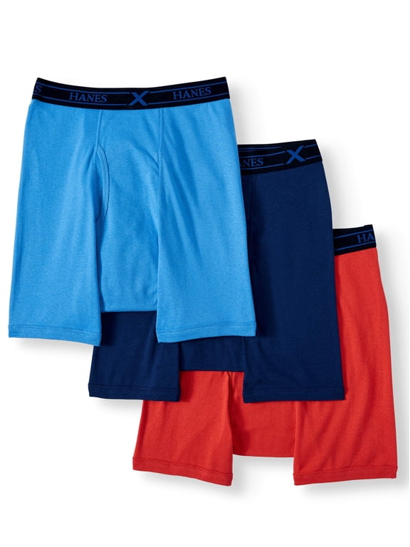 Mens Big and Tall Tagless Stretch Boxer Brief w/ X-Temp and Fresh IQ, 3-Pack