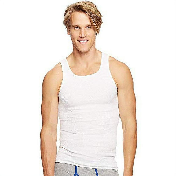 Hanes Men’s 6Pack White A-Shirts Tagless Undershirts Tanks Tank Tops 2XL