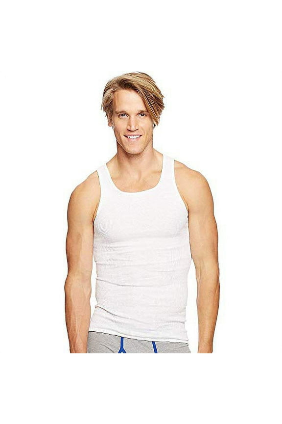 Men’s 6Pack White A-Shirts Tagless Undershirts Tanks Tank Tops 2XL