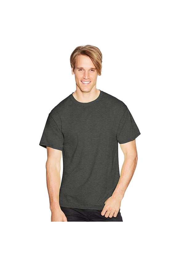 Mens ComfortBlend EcoSmart Crewneck T-Shirt (Pack of 3) 3 Charcoal Heather