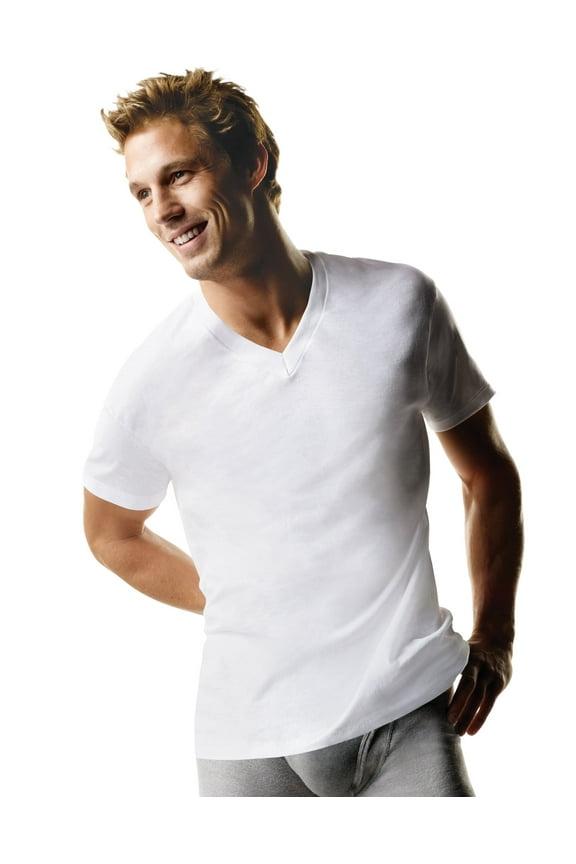 Mens ComfortSoft TAGLESS Big and Tall V-Neck Undershirt 4-Pack, 2XT