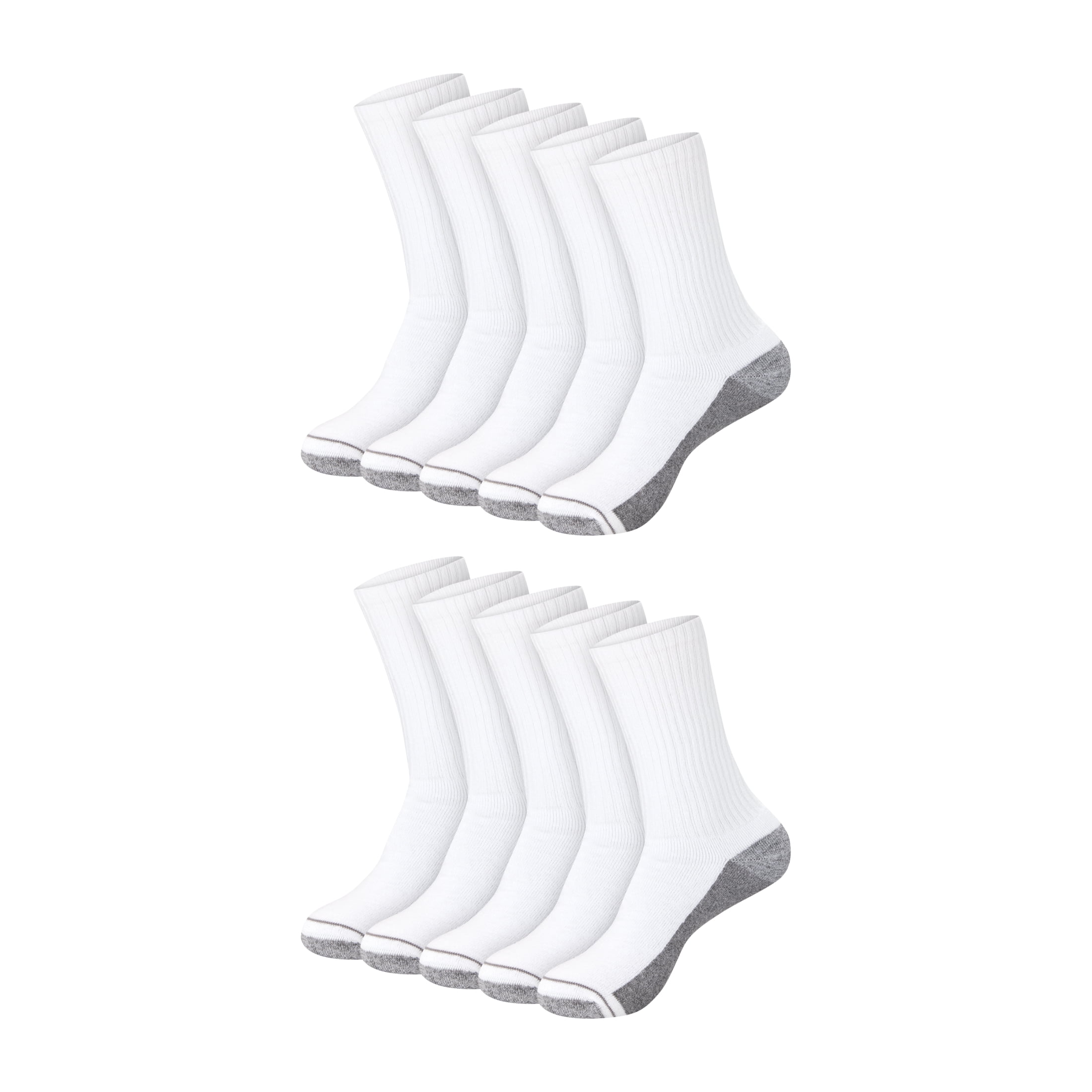 Hanes Mens Crew Socks Pack, 10-Pack, Max Cushion Moisture-Wicking Sock