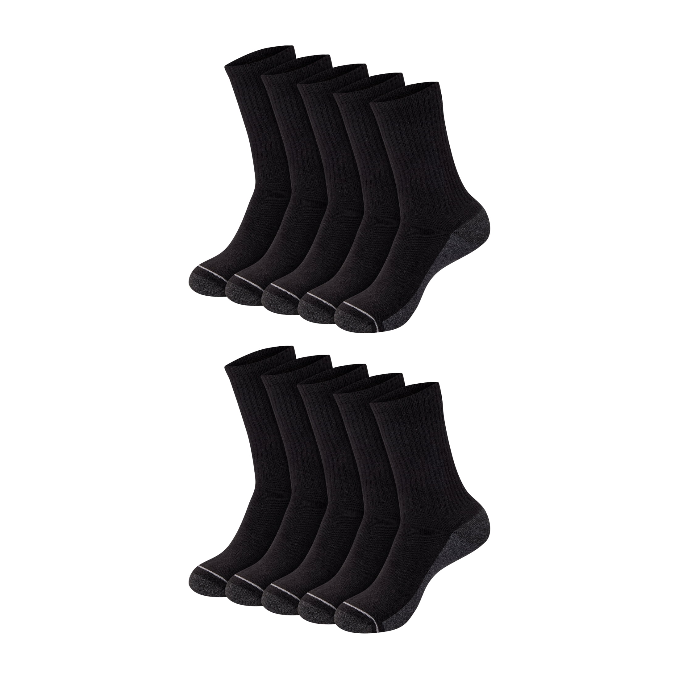 Hanes Mens Crew Socks Pack, 10-Pack, Max Cushion Moisture-Wicking Sock