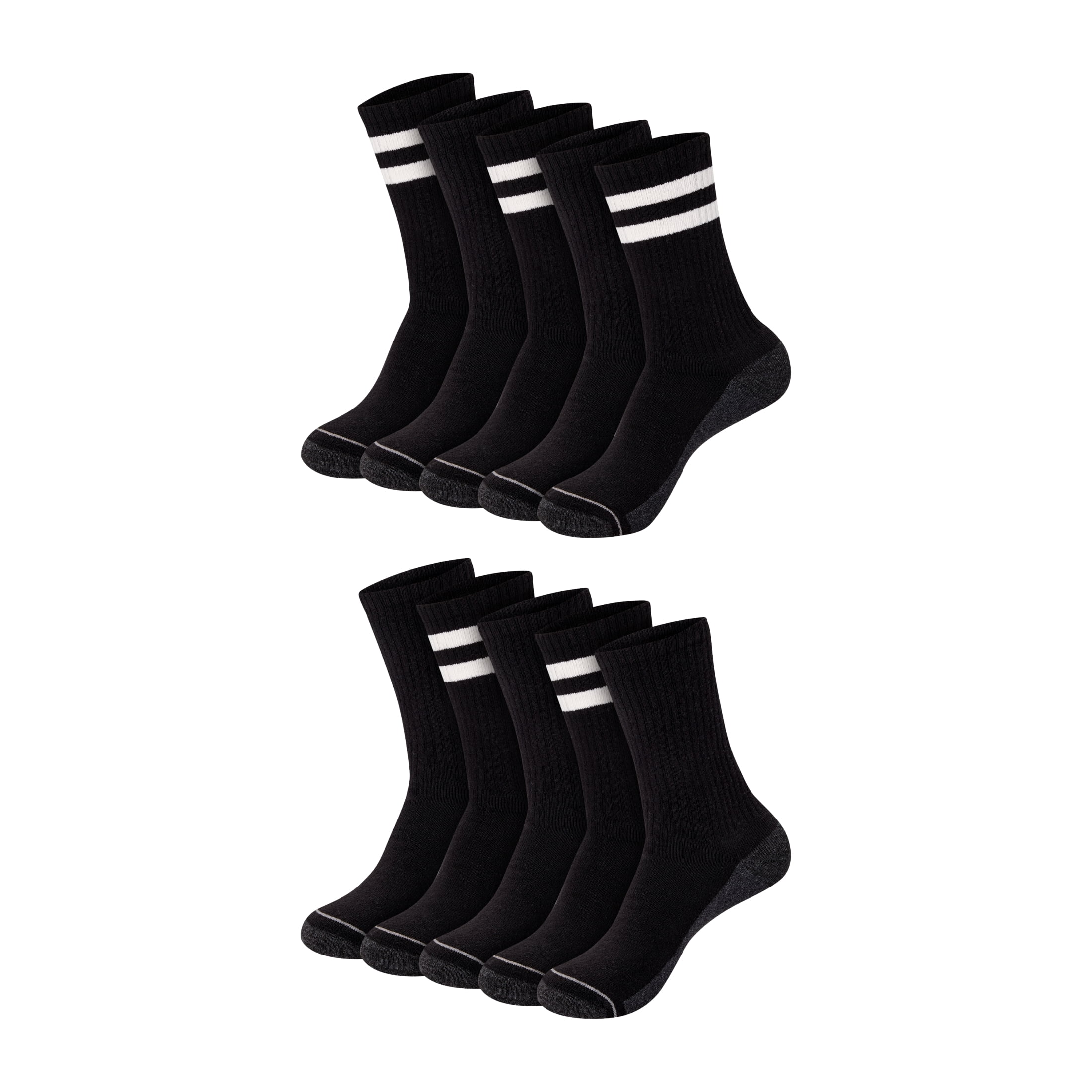Hanes Mens Crew Socks Pack, 10-Pack, Max Cushion Moisture-Wicking Sock