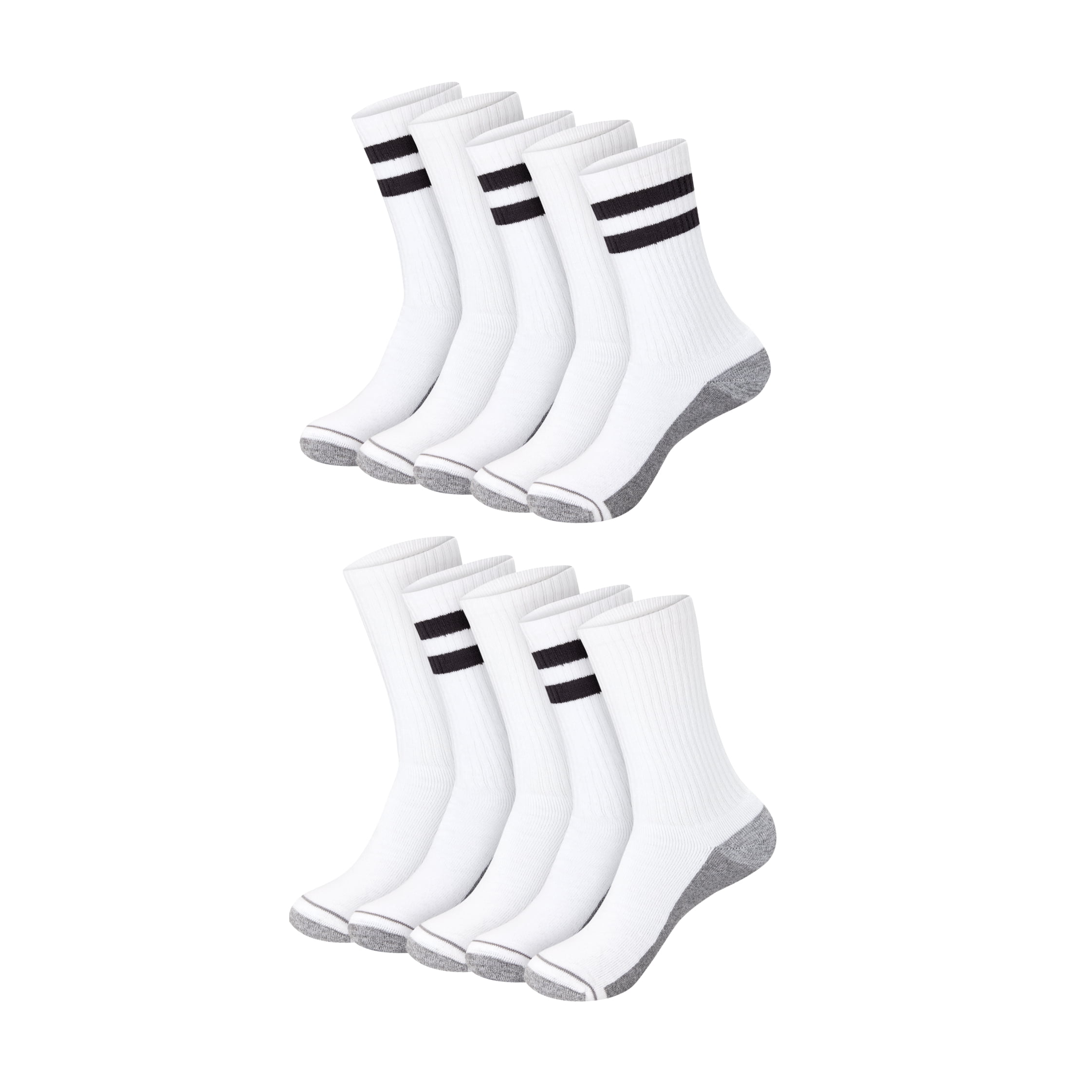 Hanes Mens Crew Socks Pack, 10-Pack, Max Cushion Moisture-Wicking Sock
