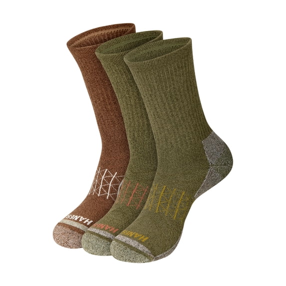 Hanes Mens Cushioned Performance Socks 3-Pack, Absolute Outdoor