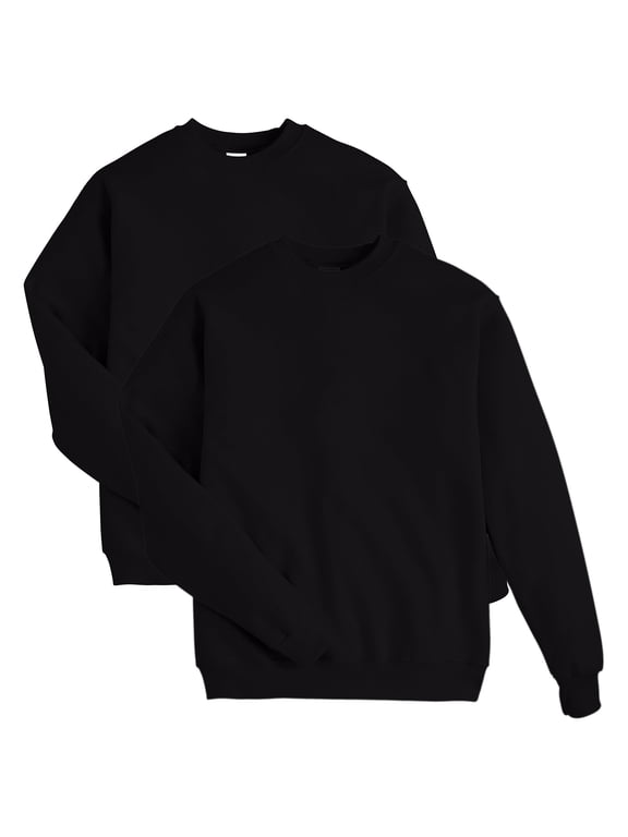 EcoSmart Men's Fleece Sweatshirt, Value 2-Pack (Big & Tall Sizes Available) Black L