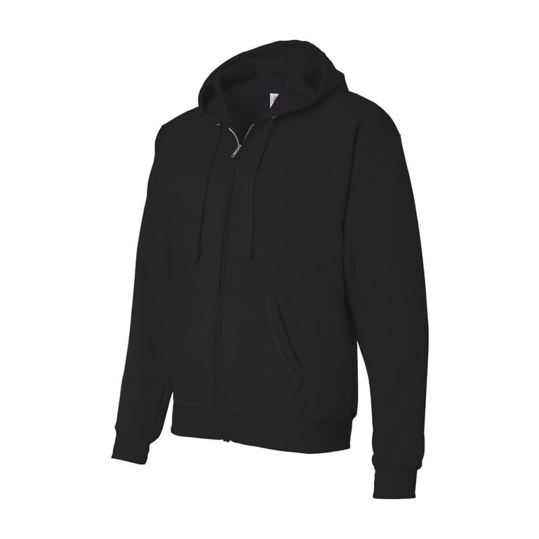 Just Sweatshirts Hooded Full Front Zipper Black 100% Cotton