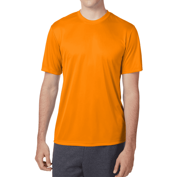 Hanes Mens Essential-T T-Shirt, High Visibility Short Sleeve Reflective T-Shirt, Classic fit Tee, Safety Orange S