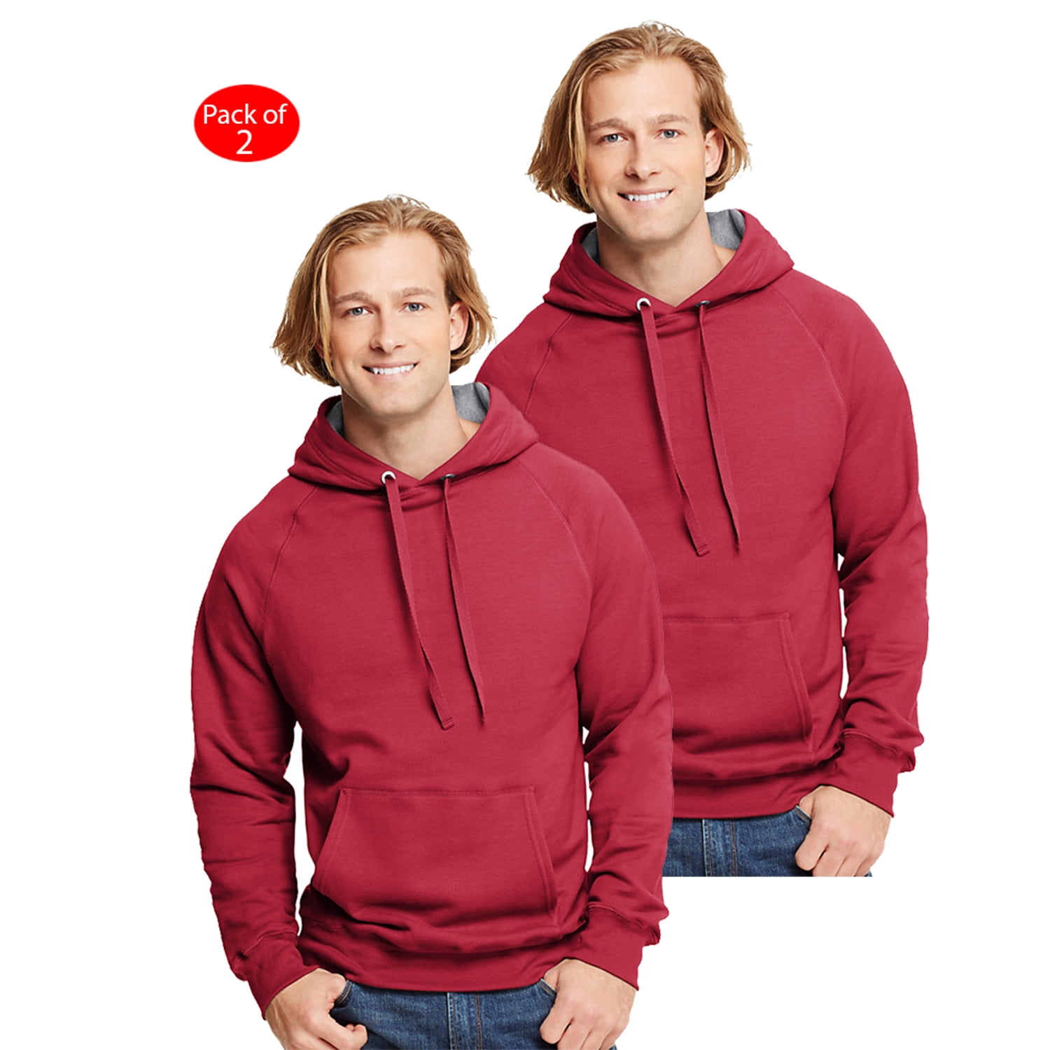 Hanes Mens Nano Premium Lightweight Pullover Hoodie Color Vintage Red Size L PACK OF 2 Men s Fleece Original Company Packing