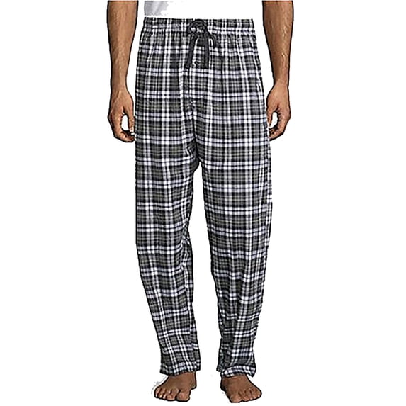 Hanes Mens Plaid Woven Blend Lounge Pajama Sleep Pant 41740-Medium (Black Plaid)