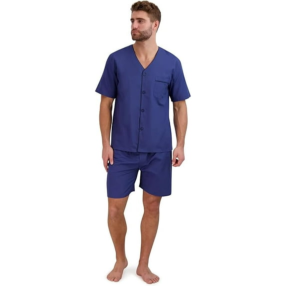 Hanes Mens Short Sleeve Nightwear Pajama Set, Navy Heather, XX-Large
