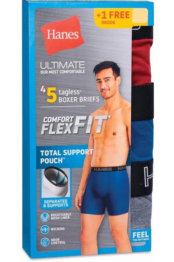 Mens Ultimate Comfort Flex Fit Total Support Pouch 5 Pack Boxer Briefs SIZE "S"