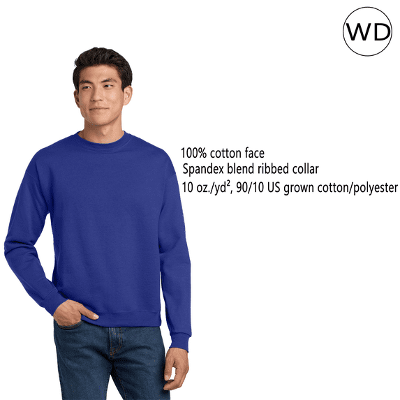 Hanes Mens Ultimate Cotton Crewneck Sweatshirt -WD60 Heavyweight Fleece Sweatshirt, (3XL Deep Royal)