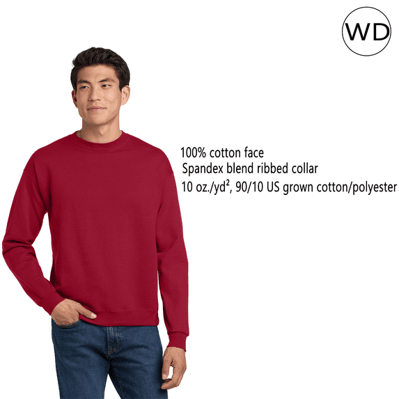 Hanes Mens Ultimate Cotton Crewneck Sweatshirt -WD60 Heavyweight Fleece Sweatshirt, (M Deep Red)