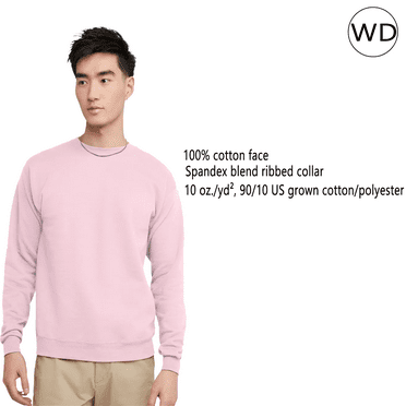 Hanes Mens Ultimate Cotton Crewneck Sweatshirt -WD60 Heavyweight Fleece Sweatshirt, (M Pale Pink)