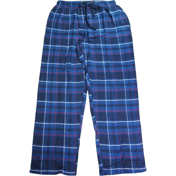 Hanes Mens Ultimate Cotton Flannel Sleep Lounge Pajama Plaid Pants, 40186 Navy Plaid / Large