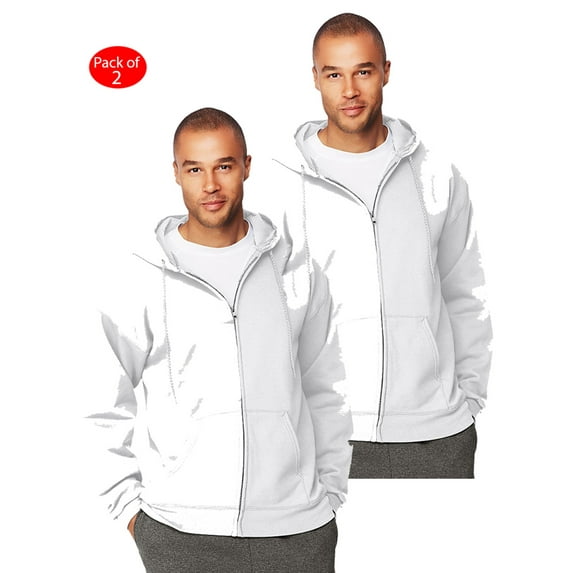 Hanes Mens Ultimate Cotton; Heavyweight Full Zip Hoodie, Color: White, Size: 3XL --- PACK OF 2 (Men's Athleticwear - Original Company Packing)