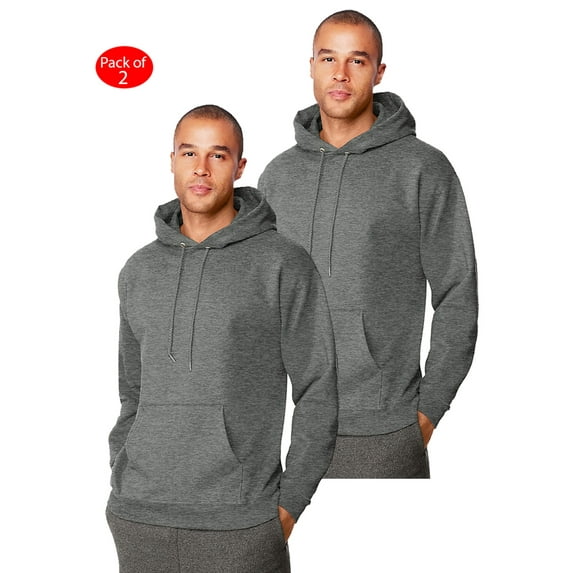 Hanes Mens Ultimate Cotton; Heavyweight Pullover Hoodie, Color: Charcoal Heather, Size: 2XL --- PACK OF 2 (Men's Athleticwear - Original Company Packing)