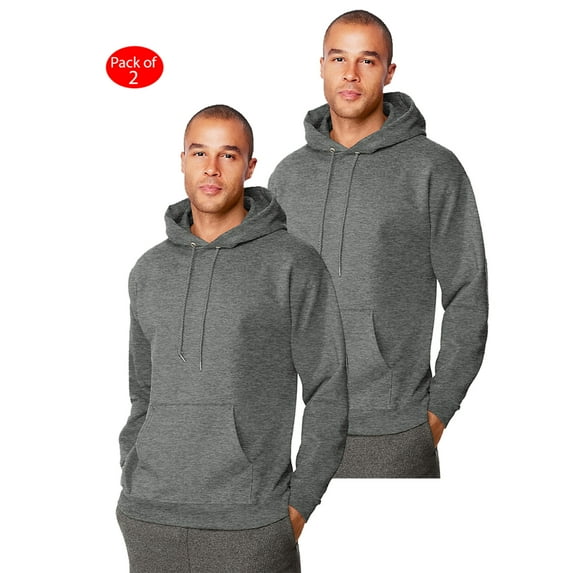Hanes Mens Ultimate Cotton; Heavyweight Pullover Hoodie, Color: Charcoal Heather, Size: S --- PACK OF 2 (Men's Athleticwear - Original Company Packing)