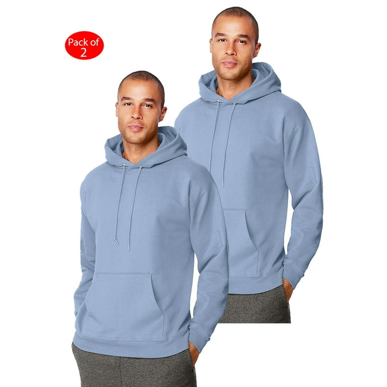 Hanes Mens Ultimate Cotton Heavyweight Pullover Hoodie Color Light Blue Size M PACK OF 2 Men s Athleticwear Original Company Packing