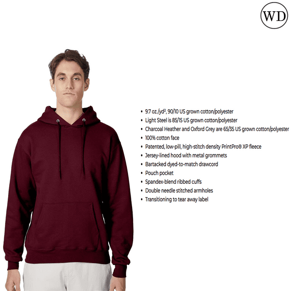 Hanes Mens Ultimate Cotton Hooded Sweatshirt Heavyweight Fleece Lined Hood Pullover Hoodie -WD17 (Maroon 2XL)