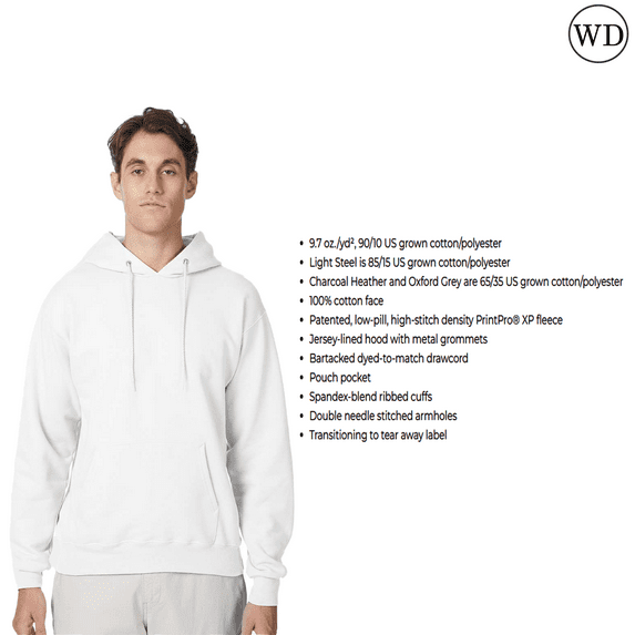 Hanes Mens Ultimate Cotton Hooded Sweatshirt Heavyweight Fleece Lined Hood Pullover Hoodie -WD17 (White M)