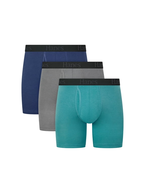 Mens Underwear Boxer Briefs, 3-Pack, Comfort Flex Fit Total Support Pouch, Moisture Wicking