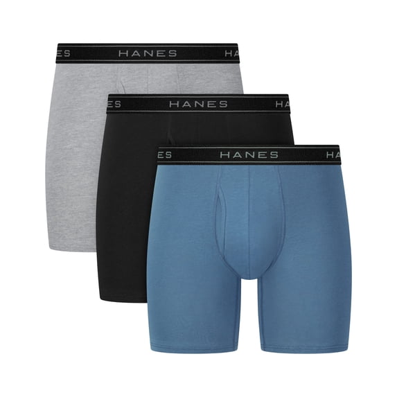 Hanes Mens Underwear Boxer Briefs, 3-Pack, Stretch Underwear for Men, Moisture-Wicking, No Ride Up
