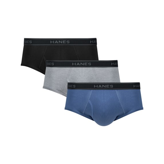 Hanes Mens Underwear Briefs, 3-Pack, Mid-rise Core + Cotton Stretch Briefs, Value Comfort Underwear