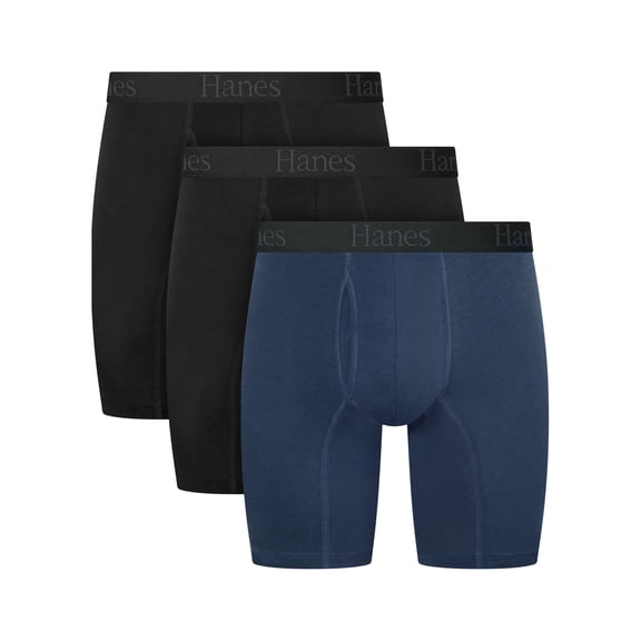 Hanes Mens Underwear Long Leg Boxer Briefs, 3-Pack, Comfort Flex Fit Boxer Briefs for Men