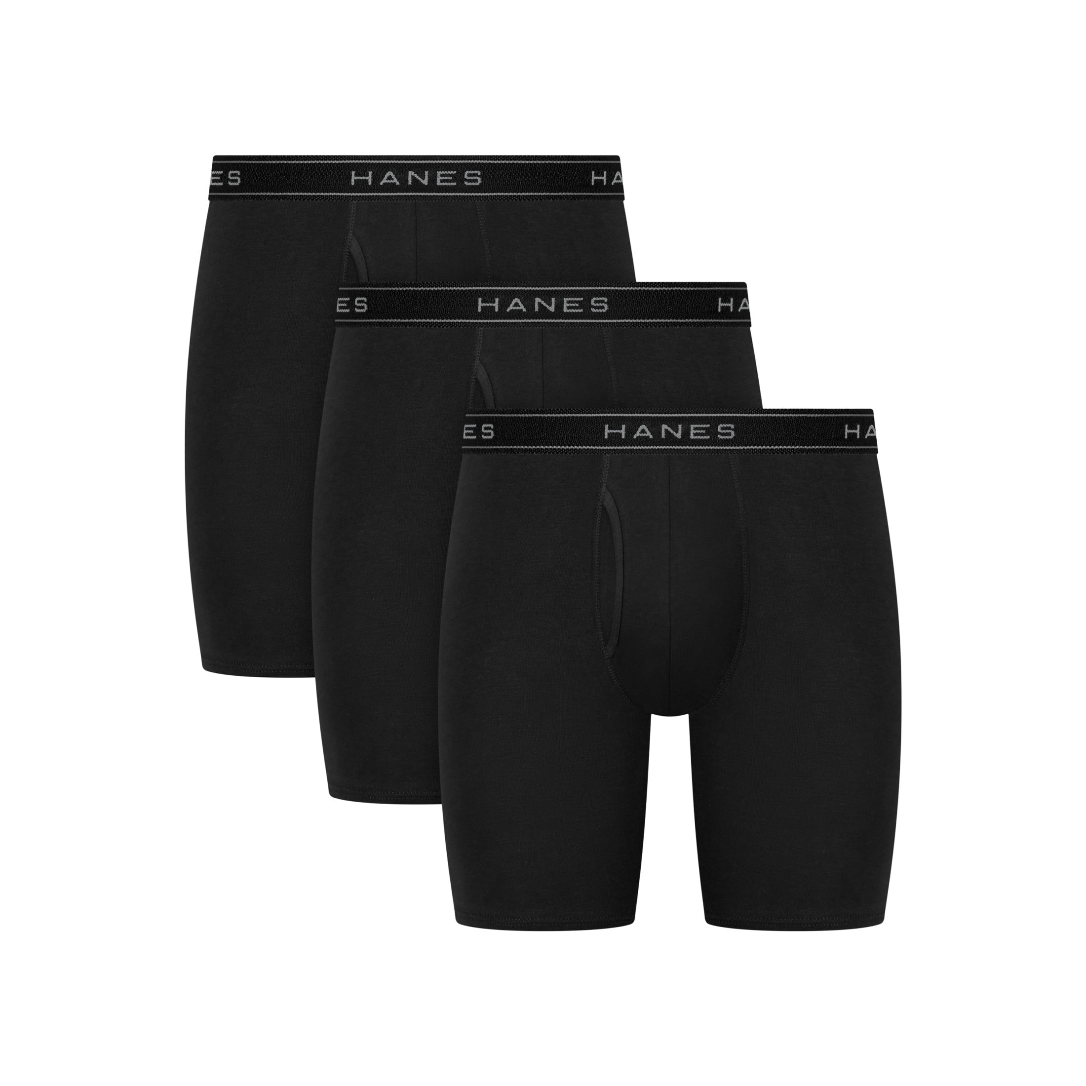 Hanes Mens Underwear Long Leg Boxer Briefs, 3-Pack, Cotton Stretch, Moisture Wicking Men's Pack