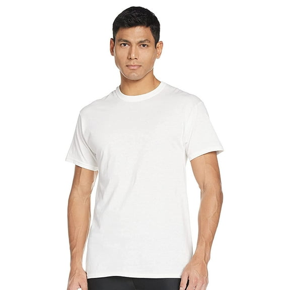 Hanes Mens' White Crew Neck T-Shirt, 6 + 1 Bonus Pack