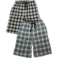 thumbnail image 1 of Hanes Mens Woven Stretch Sleep Lounge Pajama Jam Shorts  2 Pack, 40897 Black and Grey Plaid / Small, 1 of 2