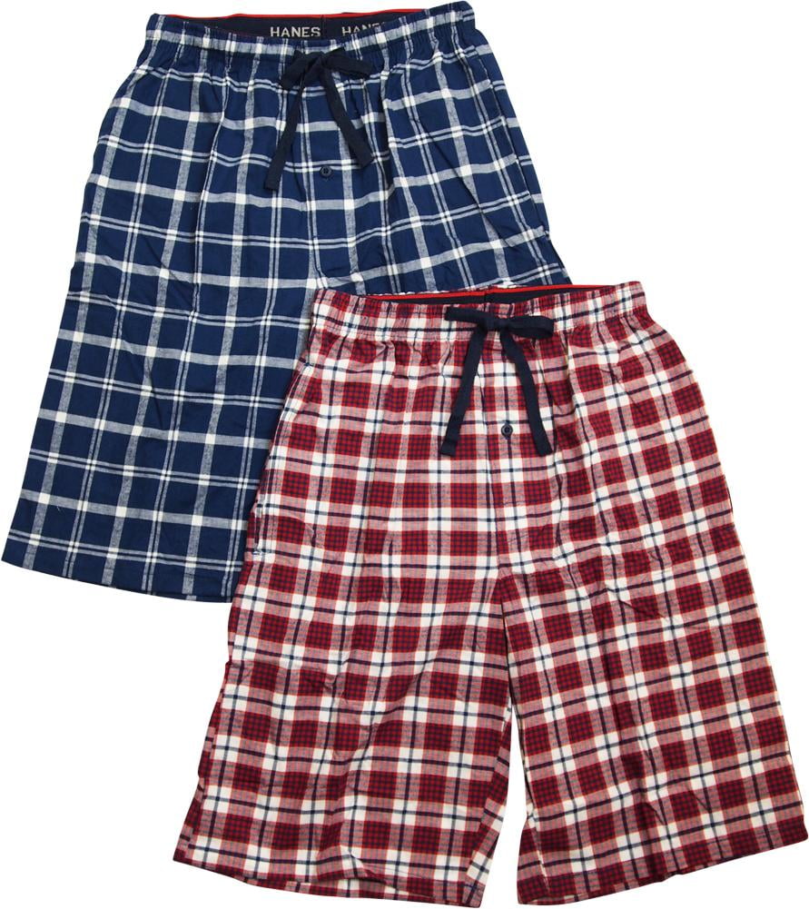 Hanes Mens Woven Stretch Sleep Lounge Pajama Jam Shorts 2 Pack, 40897