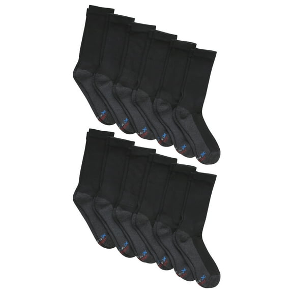Hanes Mens X-Temp Big and Tall Cushioned with Arch & Vent Crew Socks, 12-pack