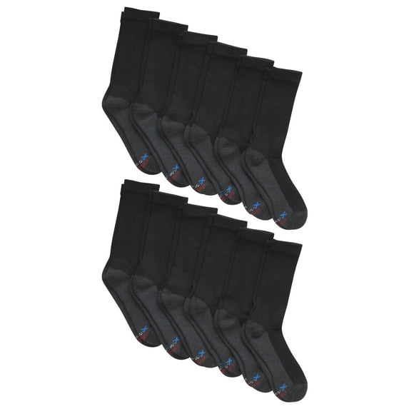 Hanes Mens X-Temp Big and Tall Cushioned with Arch & Vent Crew Socks, 12-pack