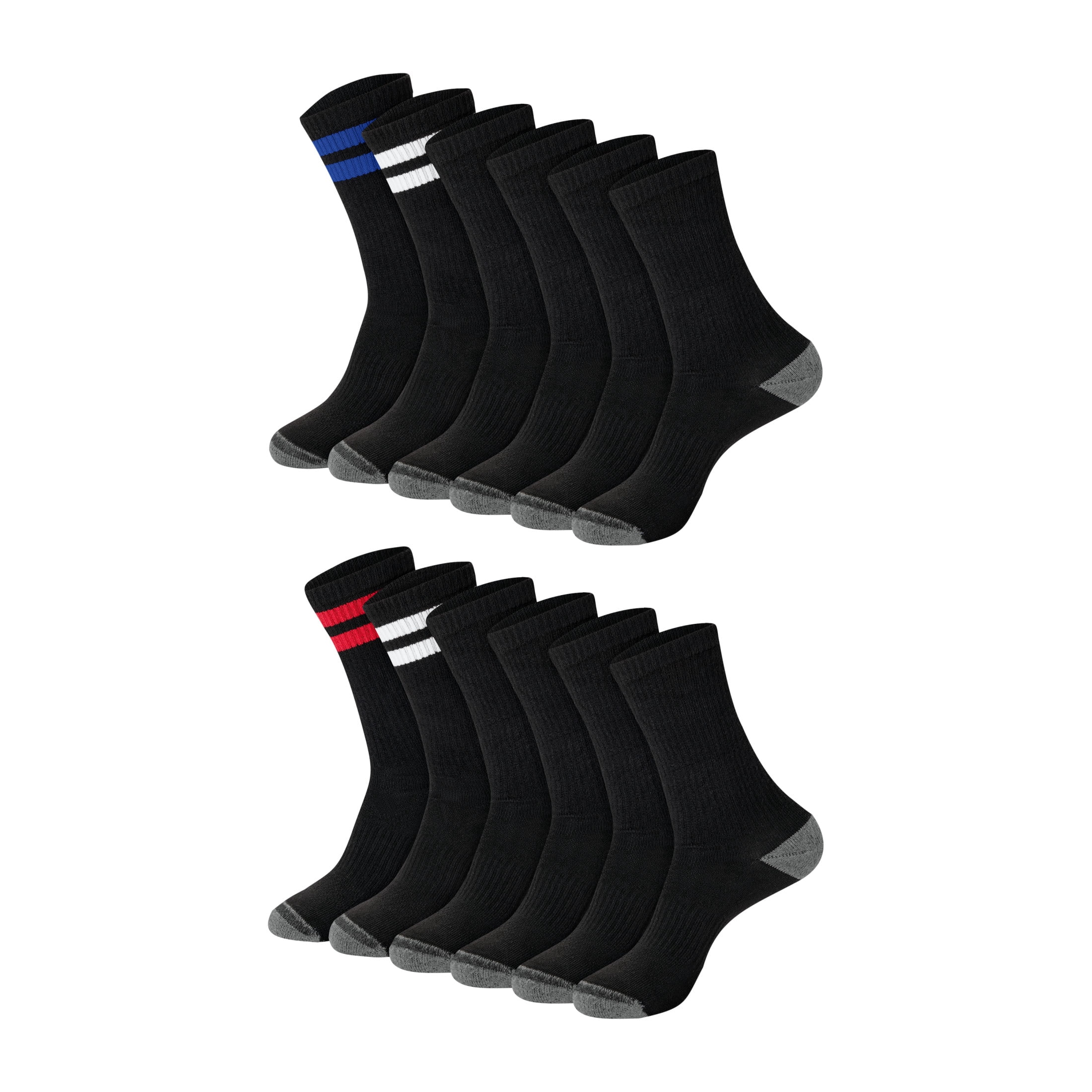 Hanes Mens Crew Socks Pack, 12-Pack, X-Temp, Active Cool Lightweight