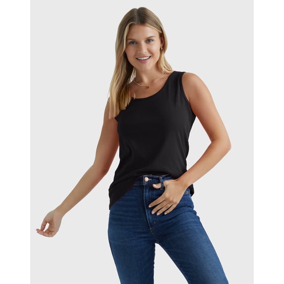 Hanes Women's Mini-Ribbed Cotton Tank Black M