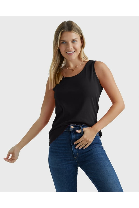 Women's Mini-Ribbed Cotton Tank Black XL