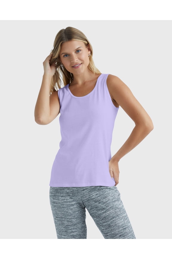 Women's Mini-Ribbed Cotton Tank Lilac Wash XL