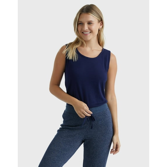 Hanes Women's Mini-Ribbed Cotton Tank Navy 2XL